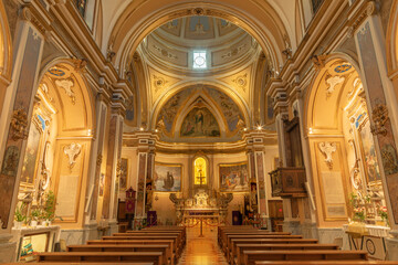 MATERA, ITALY - MARCH 7, 2022: The nave of church Chiesa di San Francesco da Paola. - obrazy, fototapety, plakaty
