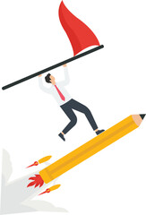 Ride the creative pencil rocket to the sky
