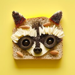 Raccoon Face on Rye Bread