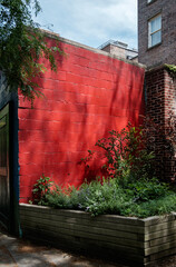 Empty red brick wall
