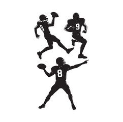 Fototapeta na wymiar American Football player silhouette set vector illustration