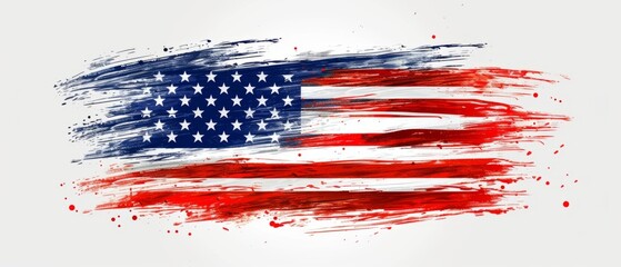 patriotic american flag colorful stroke in the style of minimalistic brushstrokes Generative AI