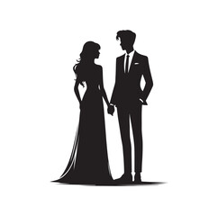 couple standing vector silhouette illustration