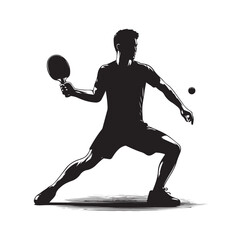 table tennis player pose vector Silhouette illustration