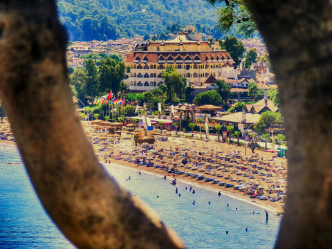 Bird's eye view of marmaris icler hotels and beach