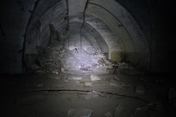 old ruined underground war bunker