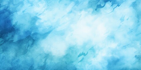 Blue turquoise teal mint cyan white abstract watercolor. Colorful art background. Light pastel. Brush splash daub stain grunge. Like a dramatic sky with clouds. Or snow storm cold wind frost winter.