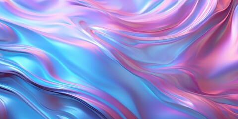 Obraz premium Holographic pink and blue frosted molten plastic jelly waves background texture. Trendy iridescent abstract neon webpunk or vaporwave aesthetic surreal wavy marble pattern. 3D rendering.