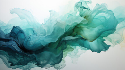 Bluish green and white inks fusion backgrounds