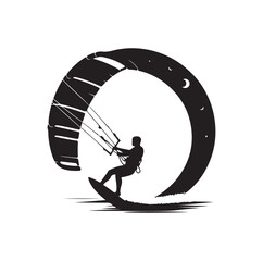 kitesurfing vector illustration silhouette style