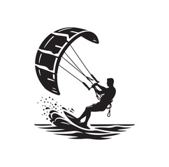 kitesurfing vector illustration silhouette style