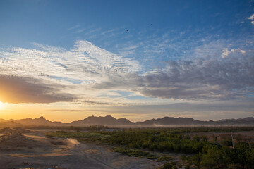 Colorful sunset sky from the desert of Saudi Arabia