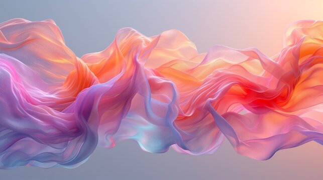 flowing ribbons in a gentle dance, using soft, harmonious colors against a minimalist background, to convey movement and tranquility