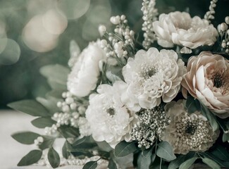 Wedding floral arrangement. White flowers.