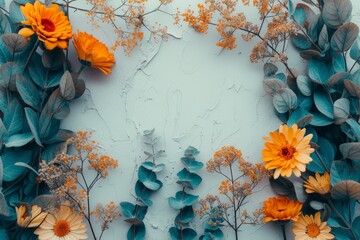 Colorful Flowers Adorning a Wall - obrazy, fototapety, plakaty