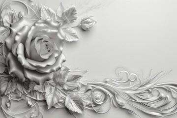 Drawing of a Rose on White Background