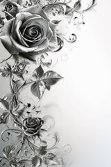 Drawing of a Rose on White Background