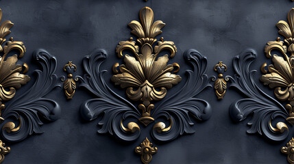 Elegant Black and Gold Wallpaper With Accent Details