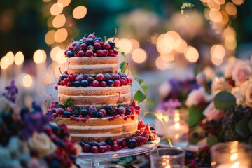 Elegant Wedding Cake Adorned With Fresh Berries