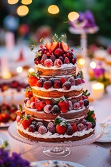 Obraz na płótnie Canvas Triple Berry Layer Cake