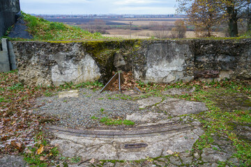 Fototapeta premium cannon position in fort XV Borek from the times of the Przemyśl Fortress during World War I, Poland