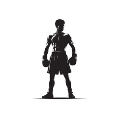 A boxer stand with pose vector silhouette - obrazy, fototapety, plakaty