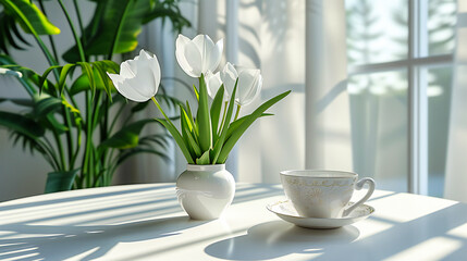Spring Flower Cup: Natures Beauty in Fresh Blossoms. A Morning Delight of Floral Elegance