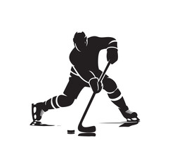 Fototapeta premium ice hockey player silhouettes icon logo vector illustration.