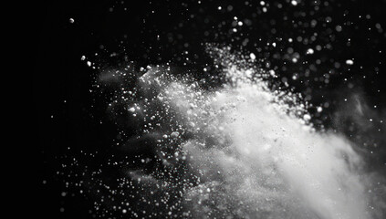 Dramatic splash with bright white particles on a dark background