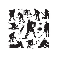 ice hockey player silhouettes icon logo vector illustration.