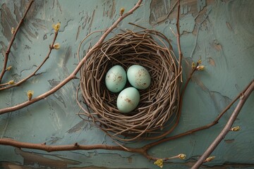 Birds Nest With Three Eggs