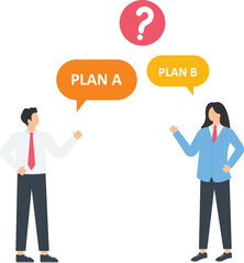 Fototapeta na wymiar Business solution and goals. people choose between options, plan A and B scenario 