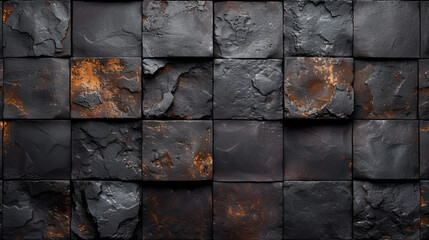 Black Stone Wall With Rust
