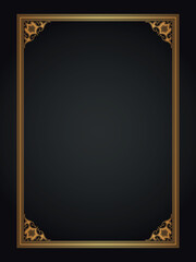 Luxury decorative golden frame. Retro ornamental frame, vintage rectangle ornaments & ornate border. Decorative wedding frames, antique museum image borders. Isolated vector icon