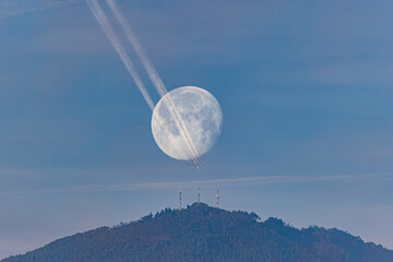 The setting of the waning moon on a winter morning!