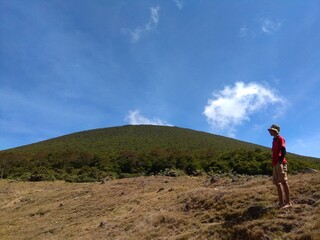 Naklejka premium hiker in the mountains