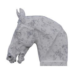 Head of a Horse  statue, 3d renders, isolated, perfect for your design
