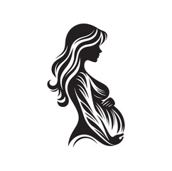 Pregnant woman vector silhouette vector illustration isolated on white background