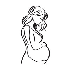 Pregnant woman vector silhouette vector illustration isolated on white background