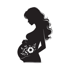 Pregnant woman vector silhouette vector illustration isolated on white background