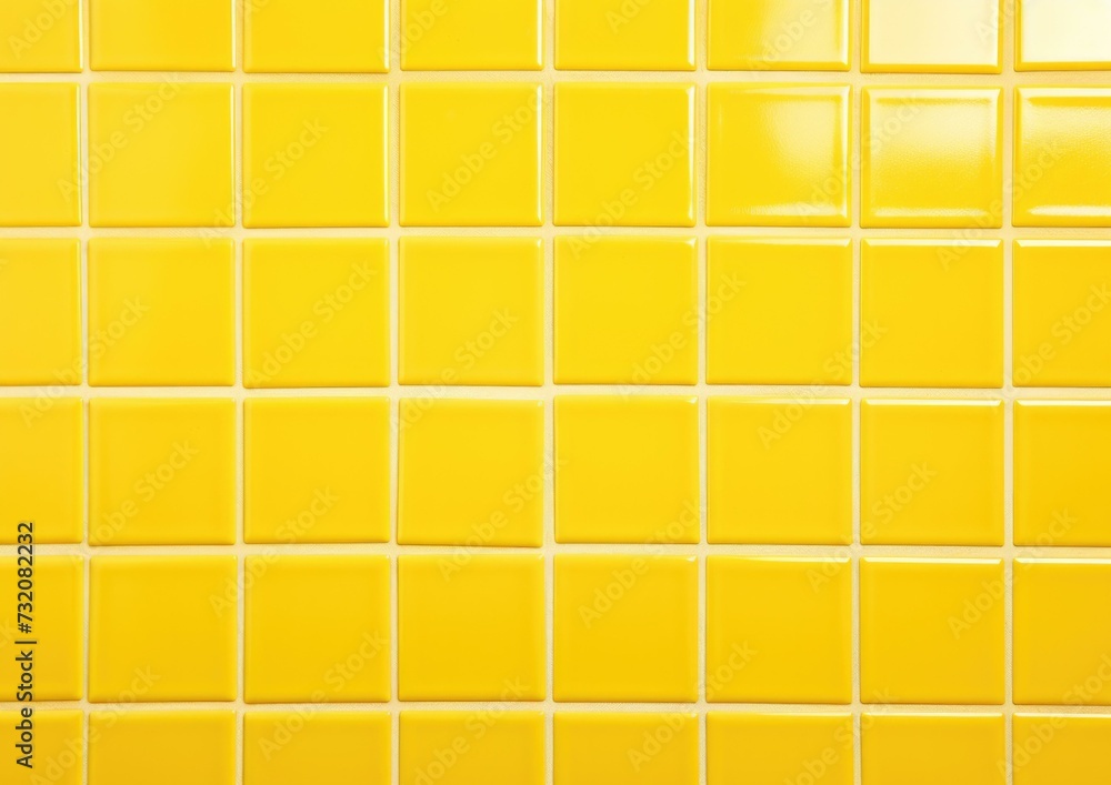Poster a yellow tile wall with squares of different sizes. generative ai.
