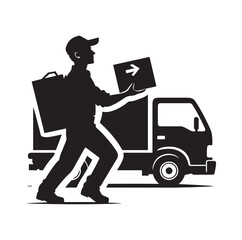 Delivery man silhouettes vector illustration set