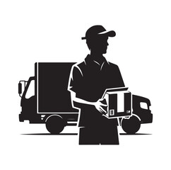 Delivery man silhouettes vector illustration set