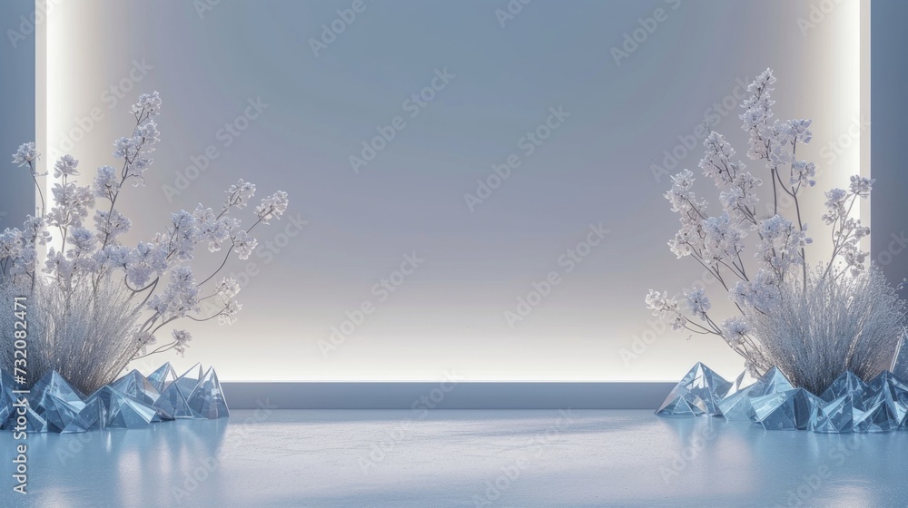 Poster minimalist setting embellished with subtle diamond shapes, emphasizing simplicity and understated el