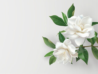 Fleurs sur fond blanc : vision minimaliste de fleur de gardénia