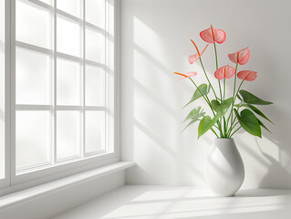 Fleurs sur fond blanc : vision minimaliste d'anthurium