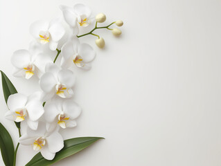 Fleurs sur fond blanc : vision minimaliste d'une orchidée phalaenopsis - obrazy, fototapety, plakaty
