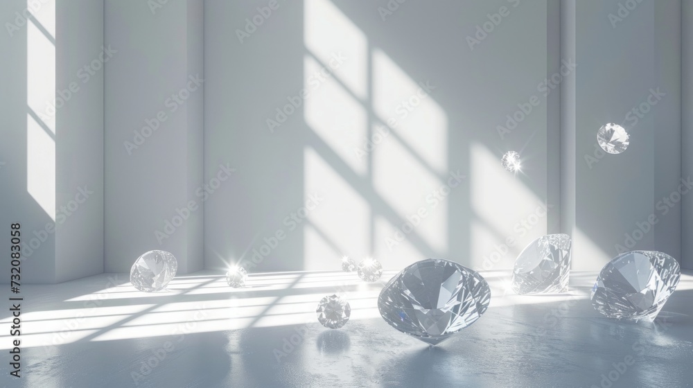Poster minimalist setting embellished with subtle diamond shapes, emphasizing simplicity and understated el