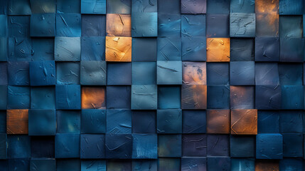 Blue and Yellow Wall With Square Pattern