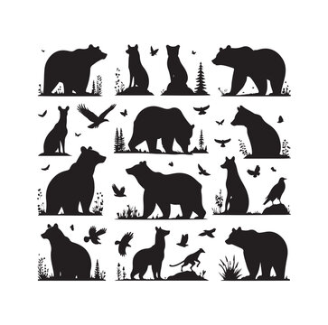 GRIZZLY BEAR SILHOUETTE VECTOR